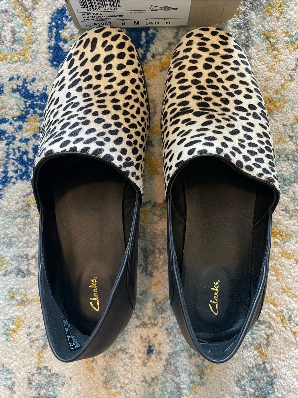 Clark’s Animal Print Women's Slip-On Loafer - Black & White - Picture 6 of 9